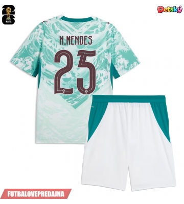 Lacne Dětský Futbalové dres Portugalsko Nuno Mendes #25 MS 2026 Krátky Rukáv - Preč (+ trenírky)